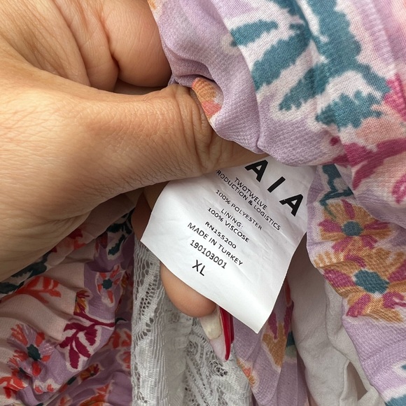 Anthropologie LAIA Pleated Floral Pink and White Midi Skirt Size XL - Picture 9 of 10